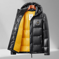 加厚连帽亮面羽绒服男式冬季新款短款新国标90白鸭绒羽绒外套