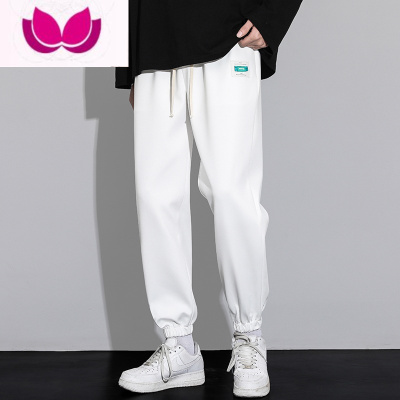 七斓休闲裤男新款宽松白色运动卫裤长裤子ins高街潮牌束脚裤