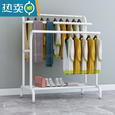敬平衣架卧室落地挂衣架衣帽架阳台晾衣架晒鞋被子大容量收纳衣服器 白色 三根管长120高160