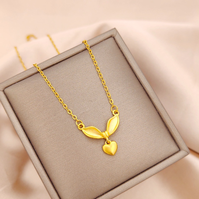 新款兔牌仿真沙金项链女镀金兔子项链假黄金首饰转运珠婚庆生肖兔送女朋友老婆情人节七夕生日礼物