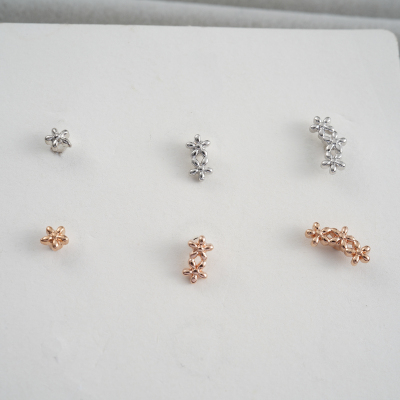 韩国进口耳钉小巧迷你花朵耳骨钉百搭螺丝拧堵睡觉不用摘送女朋友老婆情人节七夕生日礼物