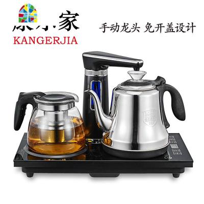 智能全自动上水电热水壶家用茶台烧水壶一体茶道抽水烧茶器嵌入式 FENGHOU .经典黑保温《手动龙头+杯+茶巾