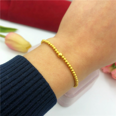 时尚金店同款磨砂转运珠手链女仿越南沙金幸运珠子手链仿金不掉色送女朋友老婆情人节七夕生日礼物