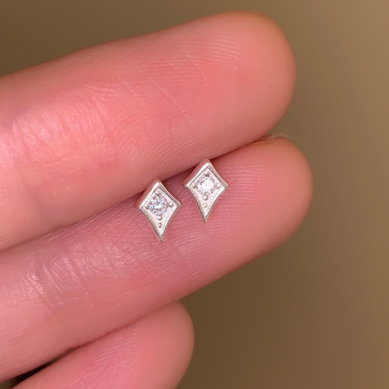 纯银四芒星锆石耳钉轻奢高级感气质大气耳环女养耳洞时尚百搭送女朋友老婆情人节七夕生日礼物