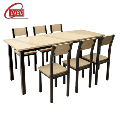 DXBG餐饮快餐小吃店餐桌椅组合长方形饭店奶茶店桌木色6人桌1800*600*750