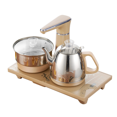 时光旧巷茶台烧水壶泡茶专用一体全自动上水电热水壶茶几茶桌嵌入式茶具家_尺寸20X37米黄色304不锈钢款