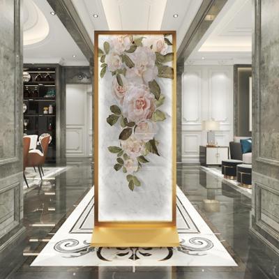 BONJEAN北欧屏风隔断客厅遮挡家用现代轻奢卧室装饰带灯可移动铝合金座屏