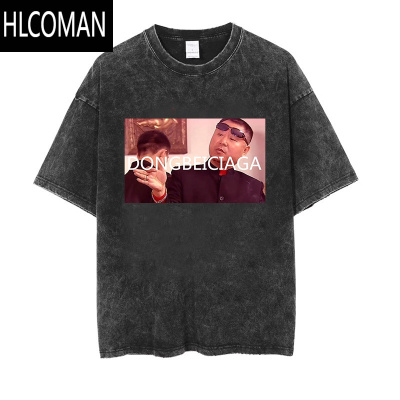 HLCOMAN东北世家F4创意搞笑复古水洗做旧短袖T恤范德彪男女宽松半袖t