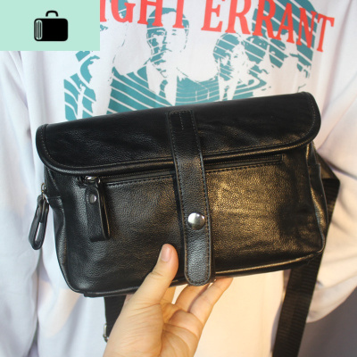 男包软皮胸时尚小挎包胸前包运动小背包大容量挎包单肩包潮NEW LAKE 黑色男士单肩包