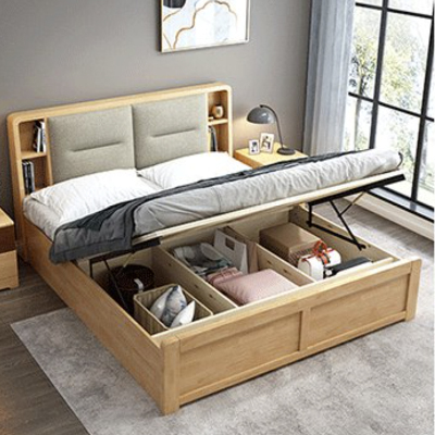 臻远 ZY-SMC-31 现代简约实木床双人床 1.8米气压高箱