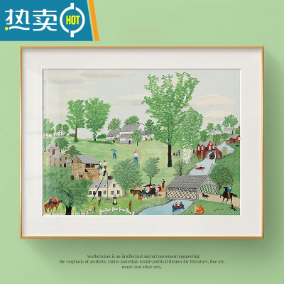 敬平摩西奶奶挂画小清新风景美式田园餐厅正方形卧室系装饰画壁画装饰画