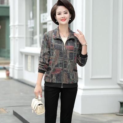 迪鲁奥(DILUAO)妈妈穿的中年妇女冬秋装夹克衫40-50岁妈妈装短款上衣中老年立领外套品牌女装