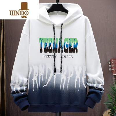 YANXU渐变卫衣男款休闲宽松连帽外套男生帅气百搭上衣服