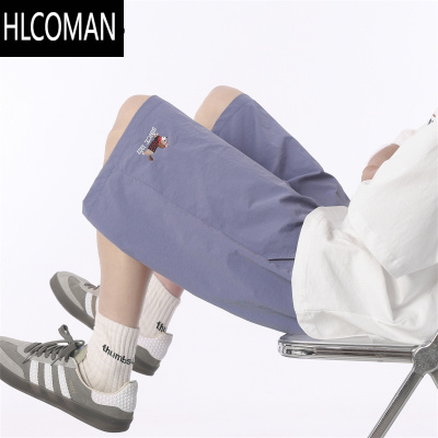HLCOMAN户外速干刺绣伞兵短裤男女夏季美式多巴胺中裤宽松运动五分裤