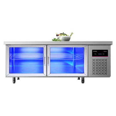 乐创(lecon)冷藏(玻璃门)工作台乐创冷藏工作台厨房保鲜冷冻柜商用冰箱平冷冰柜水吧台奶茶店设1.8*0.8*0.8米