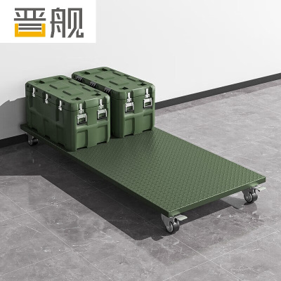 晋舰军绿色金属托盘仓储应急物资周转野营装备带轮子2000*700*170mm