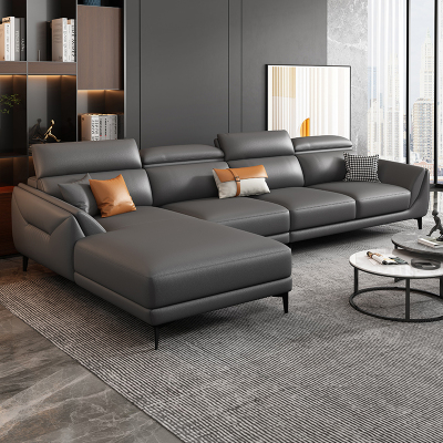 欧梵森 真皮沙发意式极简客厅家具家居乳胶沙发组合现代简约大小户型北欧轻奢免洗皮艺双人贵妃转角沙发客厅家具