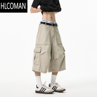 HLCOMAN美式工装七分裤子男女夏季2025新款宽松直筒短裤过膝伞兵休闲裤子