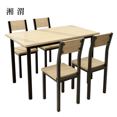 湘渭餐饮快餐小吃店餐桌椅组合长方形饭店奶茶店桌木色4人桌1200*600*750