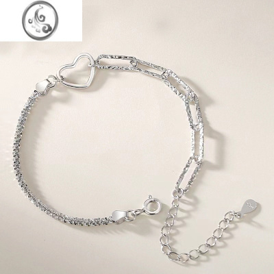 JiMi六芒星情侣手链一对韩版心形手环简约小众星星双层手饰情人节礼物