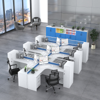 初嘉PF-005办公桌电脑桌职员屏风工位隔断现代简约员工桌 干型六人位