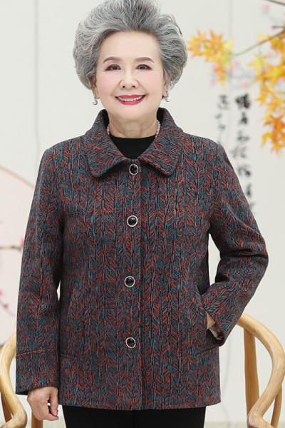 迪鲁奥(DILUAO)中老年女装秋装外套奶奶装宽松春秋款毛呢大衣妈妈装呢子外衣60岁以上老年人衣服秋冬款厚上衣
