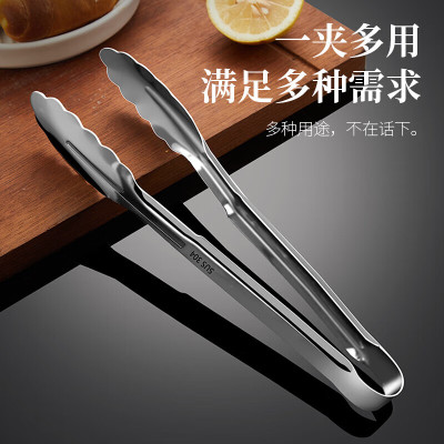 304加厚商用不锈钢食品夹油炸熟食夹厨房家用夹子烧烤碳烤鱼肉夹 304-34*4CM/一支装