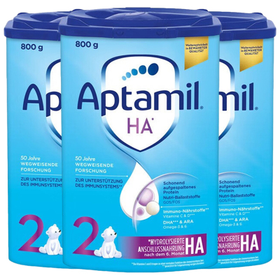 [3罐装]Aptamil德国原装进口爱他美HA适度水解2段6个月以上婴儿配方奶粉800g
