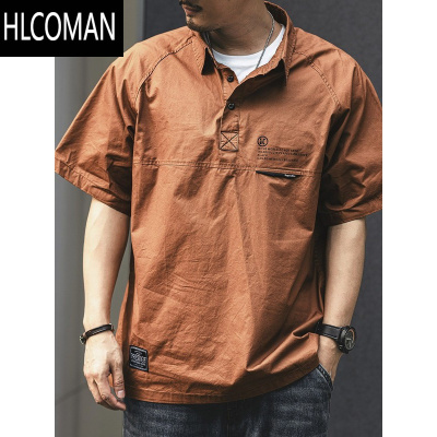 HLCOMAN夏季半袖polo衫男士港风休闲大码耐磨脏短袖t恤宽松百搭翻领上衣