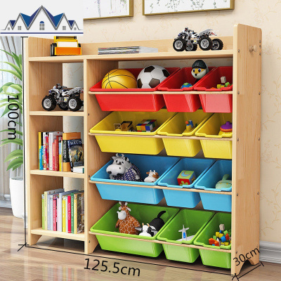 玩具收纳架儿童实木收纳柜整理多层置物幼儿园储物宝宝书架大容量 三维工匠