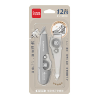 齐心 B25010 笔型替芯修正带套装 12m(1+1)冷烟灰 1套装