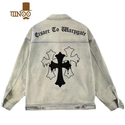 YANXU美式高街Vibe复古翻领牛仔外套男欧美夹克情侣休闲工装潮牌