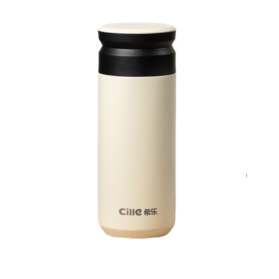 希乐保温杯400ml陶瓷内胆防漏水易清洗奶白XB-24134