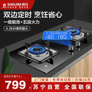 樱花燃气灶JZY-BBZ02一级能效+五段火力 4.2kW条形旋火