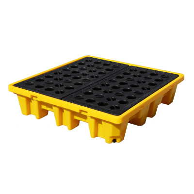 易企采 四桶130*130*30CM静载4吨 危废防渗漏托盘二次容器化学品防泄漏塑料托盘油桶接油盘平台