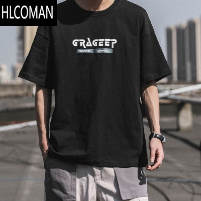 HLCOMAN夏新款猫咪印花T恤男短袖百搭半袖宽松情侣体恤