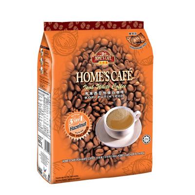 马来西亚进口怡保故乡浓榛果味白咖啡速溶三合一咖啡粉600g袋装