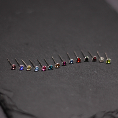 新款女纯银耳钉简约气质耳环耳饰超闪微镶彩色锆石彩色耳骨钉送女朋友老婆情人节七夕生日礼物