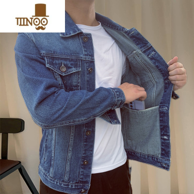 YANXU牛仔衣男2023年新款翻领工装夹克多口袋大码休闲男士外套百搭