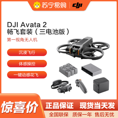 大疆DJI Avata 2 第一视角航拍无人机飞行眼镜体感操控沉浸式飞行体验一键动感花飞超广低空 畅飞套装(三电池版)