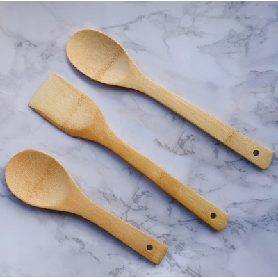 家用无漆无蜡竹煎铲平底锅专用楠竹锅铲炒菜实木铲子套装辅食煎蛋 敬平 竹煎铲+竹饭勺+浅口汤勺