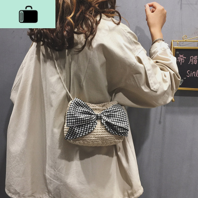 夏天小清新包包女包2020新款时尚蝴蝶结单肩包森系斜挎手工编织包NEW LAKE女斜挎包