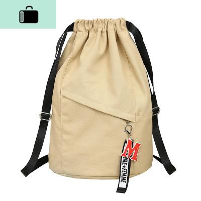 帆布束口袋健身大容量抽绳双肩包学生书包女新款背包男旅行运动包NEW LAKE