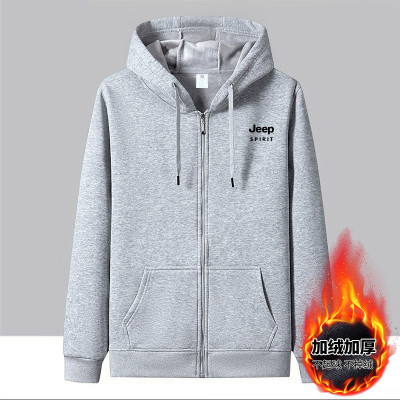 JEEP SPIRIT吉普男士长袖大码休闲宽松拉链开衫连帽加绒卫衣