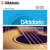 达达里奥自营(D'Addario)EJ16 美国原装进口民谣吉他弦套弦琴弦 EJ16 (12-53磷铜)