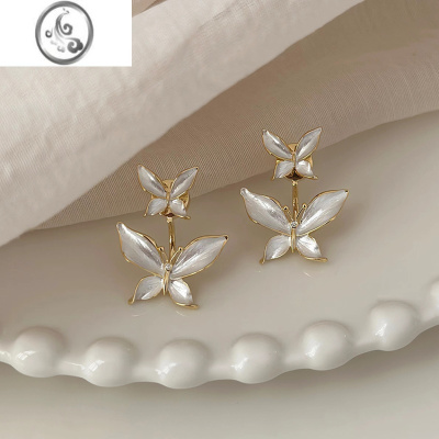 JiMi一款两戴韩国夸张蝴蝶显瘦耳钉2023年新款耳环高级小众设计感耳饰