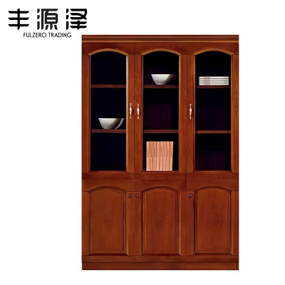 丰源泽 FULZERO TRADING实木书柜办公柜三门书柜资料柜1200*400*2000/组