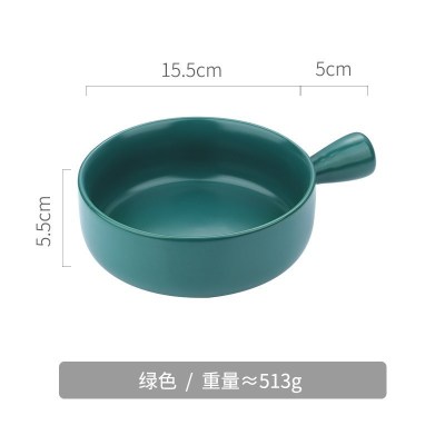 家柏饰(CORATED)带手柄泡面碗创意陶瓷烤盘专用器皿可微波炉烤箱用具带把餐具 绿色