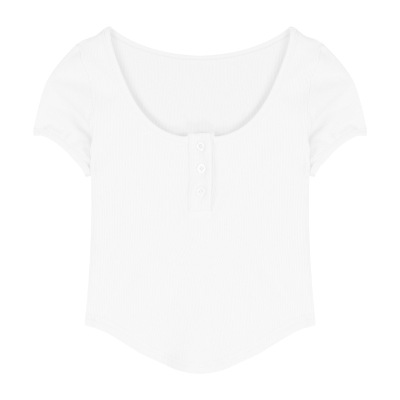 不规则T恤女装潮2025夏季新款纯欲辣妹u领漏锁骨紧身性感短袖上衣