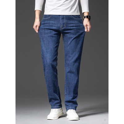 春秋款大码男裤牛仔简约经典舒适品质长裤男士加肥加大宽松直筒裤